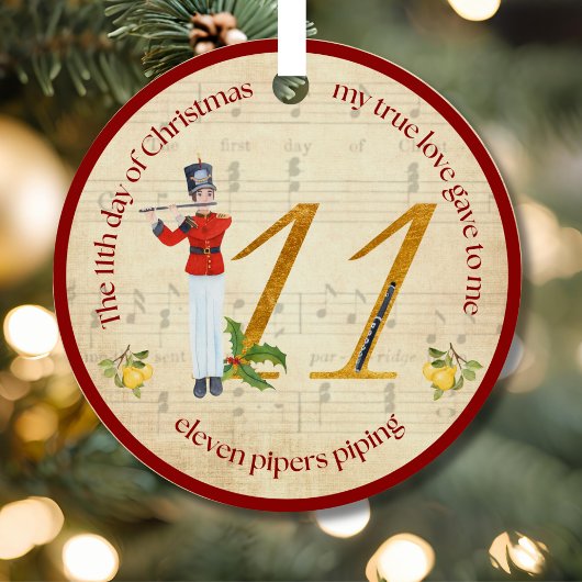 11th Day of Christmas Eleven Pipers Piping Metalen Ornament
