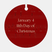 11th Day of Christmas Eleven Pipers Piping Metalen Ornament (Achterkant)