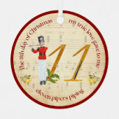 11th Day of Christmas Eleven Pipers Piping Metalen Ornament (Voorkant)