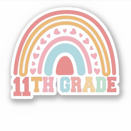 11th Grade Cute Rainbow Back To School Student Sticker (Voorkant)