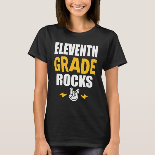 11th Grade Rocks   Back To School Music Teacher St T-shirt (Voorkant)