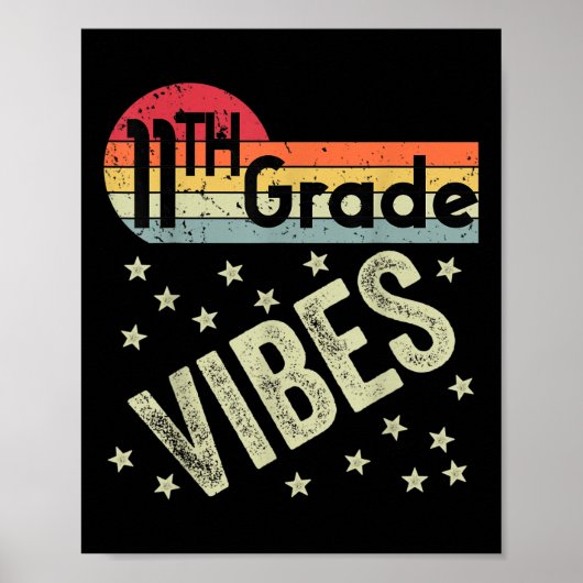 11th Grade Vibes Shirt Retro 80s Teacher Kids Back Poster (Voorkant)
