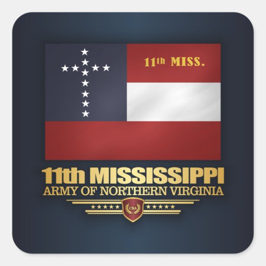 11th Mississippi Infantry Vierkante Sticker (Voorkant)