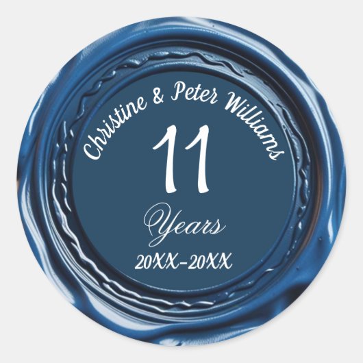 11th Steel Wedding Blue Wax Seal Sticker (Voorkant)