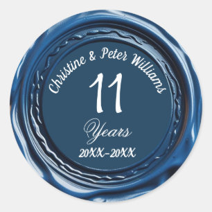 11th Steel Wedding Blue Wax Seal Sticker