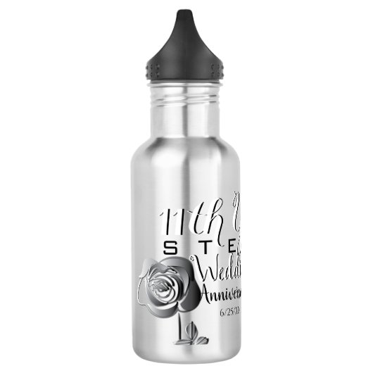 11th Steel Wedding Jubileum Roestvrij staal Wat Waterfles (Links)