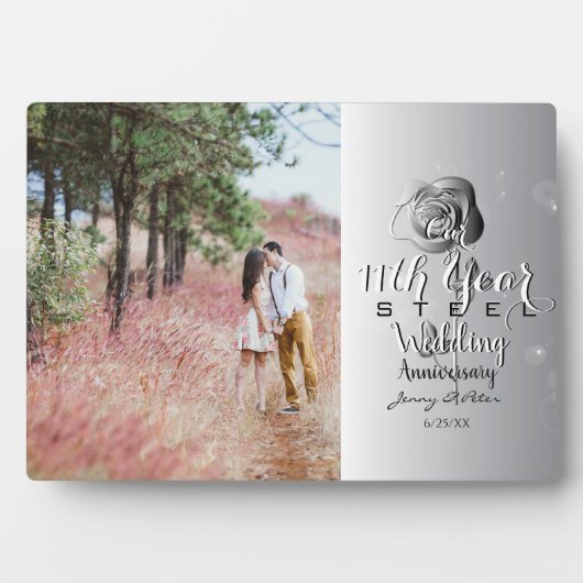 11th Wedding Jubileum Aangepast fotostaal Roos Fotoplaat (voorkant)