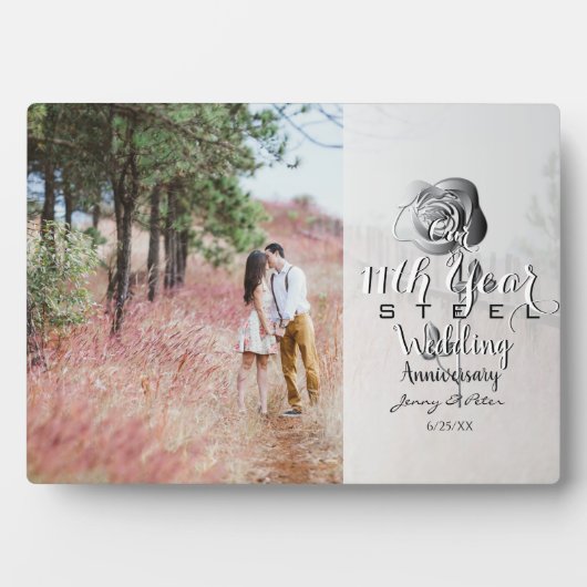 11th Wedding Jubileum Aangepast fotostaal Roos Fotoplaat (voorkant)