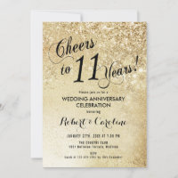 11th Wedding Jubileum Gold Invitation