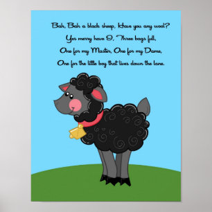 11x14 Bah Bah Black Sheep Rhyme Kinder Room Wall A Poster