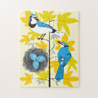 11x14 Blauwe Jays Puzzel voor Kleurblinden