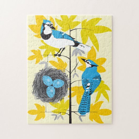 11x14 Blauwe Jays Puzzel voor Kleurblinden (Verticaal)