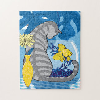 11x14 Cat & Goldfish Puzzle for Colorblind People Legpuzzel