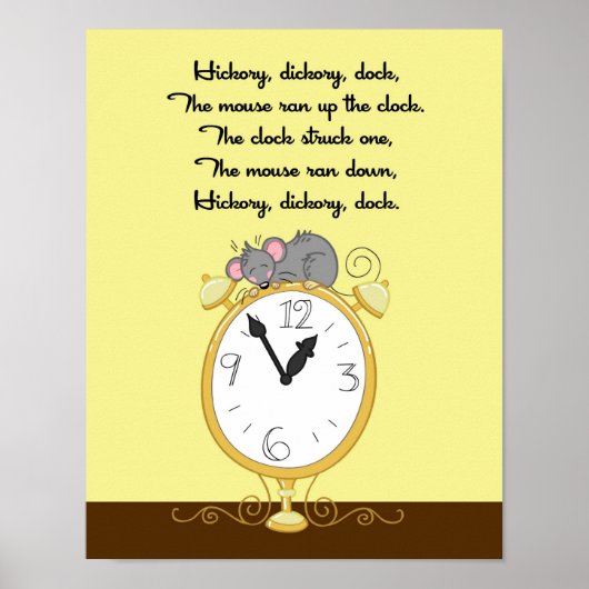 11x14 Hickory Dickor Dock Rhyme Kinder Room Wall A Poster (Voorkant)