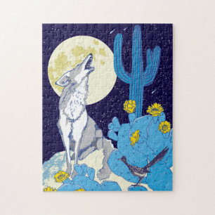 11x14 Howling Coyote Puzzle for Colorblind People Legpuzzel