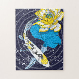 11x14 Koi en Lotus Puzzle voor kleurenblinden Legpuzzel