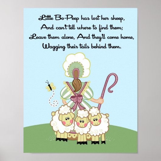 11x14 Little Bo Peep Shee Rhyme Kinder Room Wall A Poster (Voorkant)