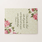 11x14 Proverbs 3:5 Schrift met roze rozen Legpuzzel (Horizontaal)