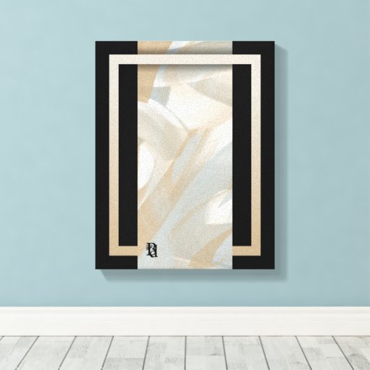 11x14" Sandy Tornado Trend Abstracte Kunst Beige Canvas Afdruk (Insitu (Houten vloer))
