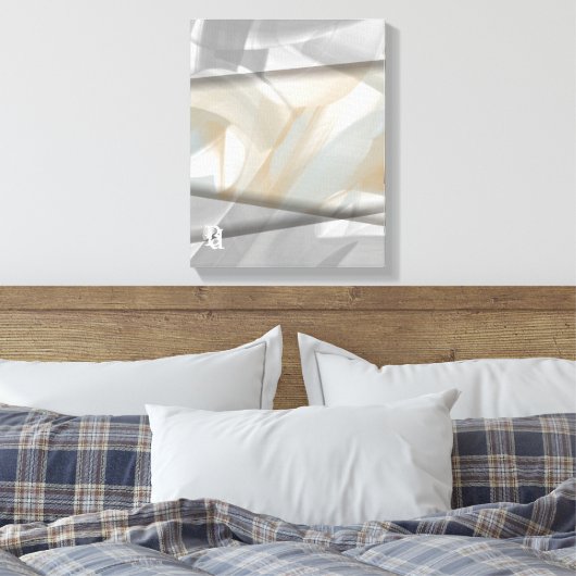 11x14" Sandy Tornado Trend Abstracte Kunst Beige Canvas Afdruk (Insitu (Slaapkamer))