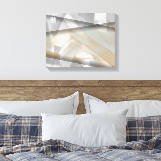 11x14" Sandy Tornado Trend Abstracte Kunst Beige Canvas Afdruk (Insitu (Slaapkamer))