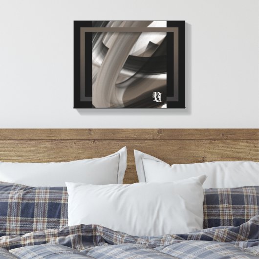 11x14" Terra’s Tender Whisper Abstract Brown Flowe Canvas Afdruk (Insitu (Slaapkamer))