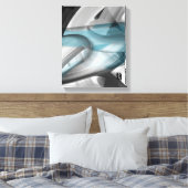 11x14" Trend Abstract Art Canvas Black White Blue (Insitu (Slaapkamer))