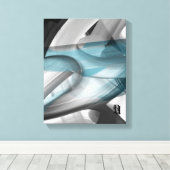 11x14" Trend Abstract Art Canvas Black White Blue (Insitu (Houten vloer))