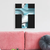 11x14" Trend Abstract Art Canvas Black White Blue (Insitu (Woonkamer))