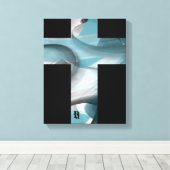 11x14" Trend Abstract Art Canvas Black White Blue (Insitu (Houten vloer))