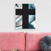 11x14" Trend Abstract Art Canvas Black White Blue (Insitu (Woonkamer))