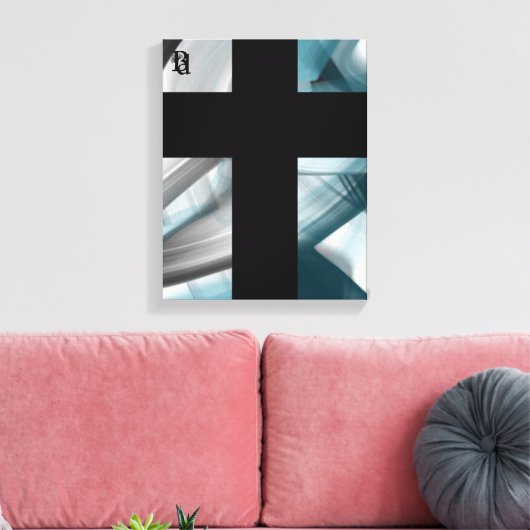 11x14" Trend Abstract Art Canvas Black White Blue (Insitu (Woonkamer))