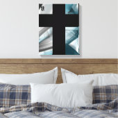 11x14" Trend Abstract Art Canvas Black White Blue (Insitu (Slaapkamer))