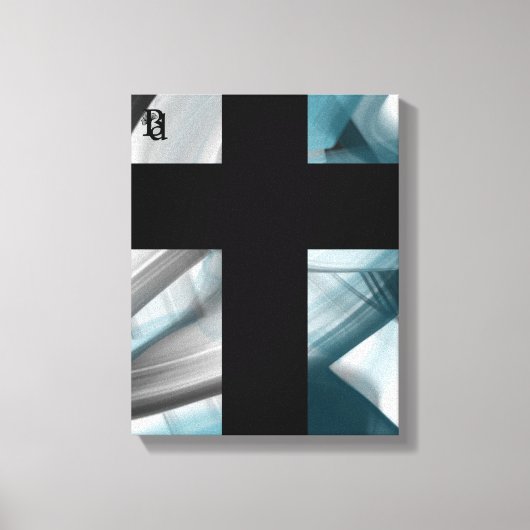 11x14" Trend Abstract Art Canvas Black White Blue (Voorkant)