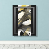 11x14" Trend Abstract Art Canvas Black White Gold (Insitu (Houten vloer))