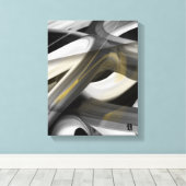 11x14" Trend Abstract Art Canvas Black White Gold (Insitu (Houten vloer))