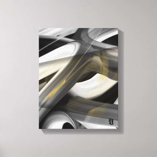 11x14" Trend Abstract Art Canvas Black White Gold (Voorkant)