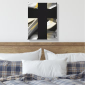 11x14" Trend Abstract Art Canvas Black White Gold Afdruk (Insitu (Slaapkamer))