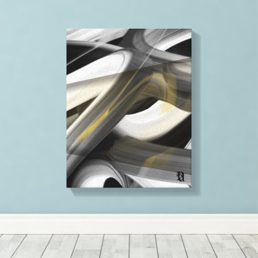 11x14" Trend Abstract Art Canvas Black White Gold Afdruk (Insitu (Houten vloer))