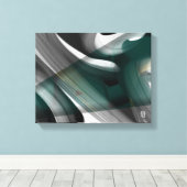 11x14" Trend Abstract Art Canvas Black White Green (Insitu (Houten vloer))