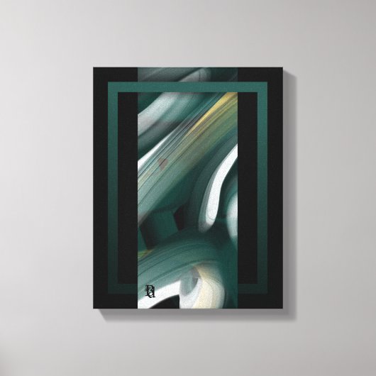 11x14" Trend Abstract Art Canvas Black White Green (Voorkant)