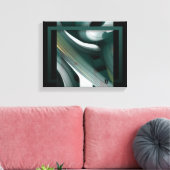 11x14" Trend Abstract Art Canvas Black White Green (Insitu (Woonkamer))