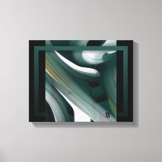 11x14" Trend Abstract Art Canvas Black White Green (Voorkant)