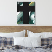 11x14" Trend Abstract Art Canvas Black White Green (Insitu (Slaapkamer))