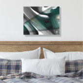 11x14" Trend Abstract Art Canvas Black White Green Afdruk (Insitu (Slaapkamer))