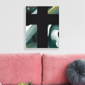 11x14" Trend Abstract Art Canvas Black White Green Afdruk (Insitu (Woonkamer))