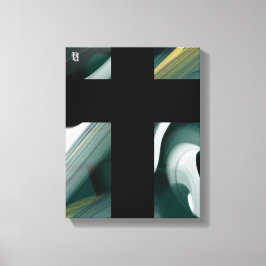 11x14" Trend Abstract Art Canvas Black White Green Afdruk