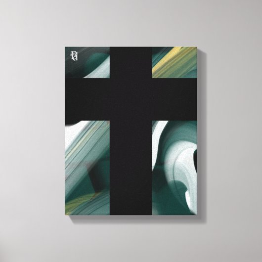 11x14" Trend Abstract Art Canvas Black White Green Afdruk (Voorkant)