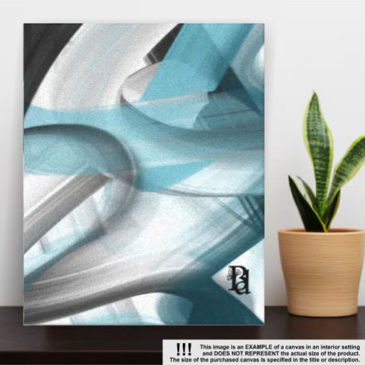 11x14" Trend Abstract Art Canvas Zwart Wit Blauw