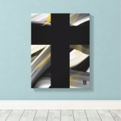 11x14" Trend Abstract Kunst Canvas Zwart Wit Goud Afdruk (Insitu (Houten vloer))